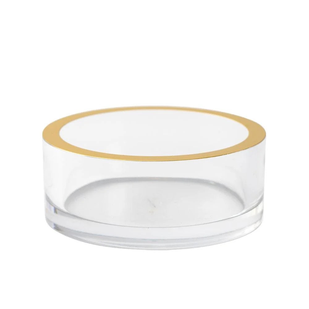 Caspari Acrylic Wine Bottle Coaster in Clear with Gold Rim - 1 Each