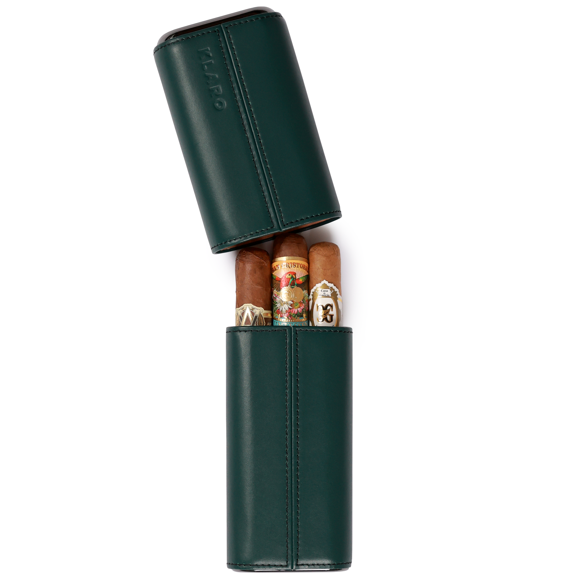 Case Elegance - Premium 3 Cigar Travel Case - Racing Green