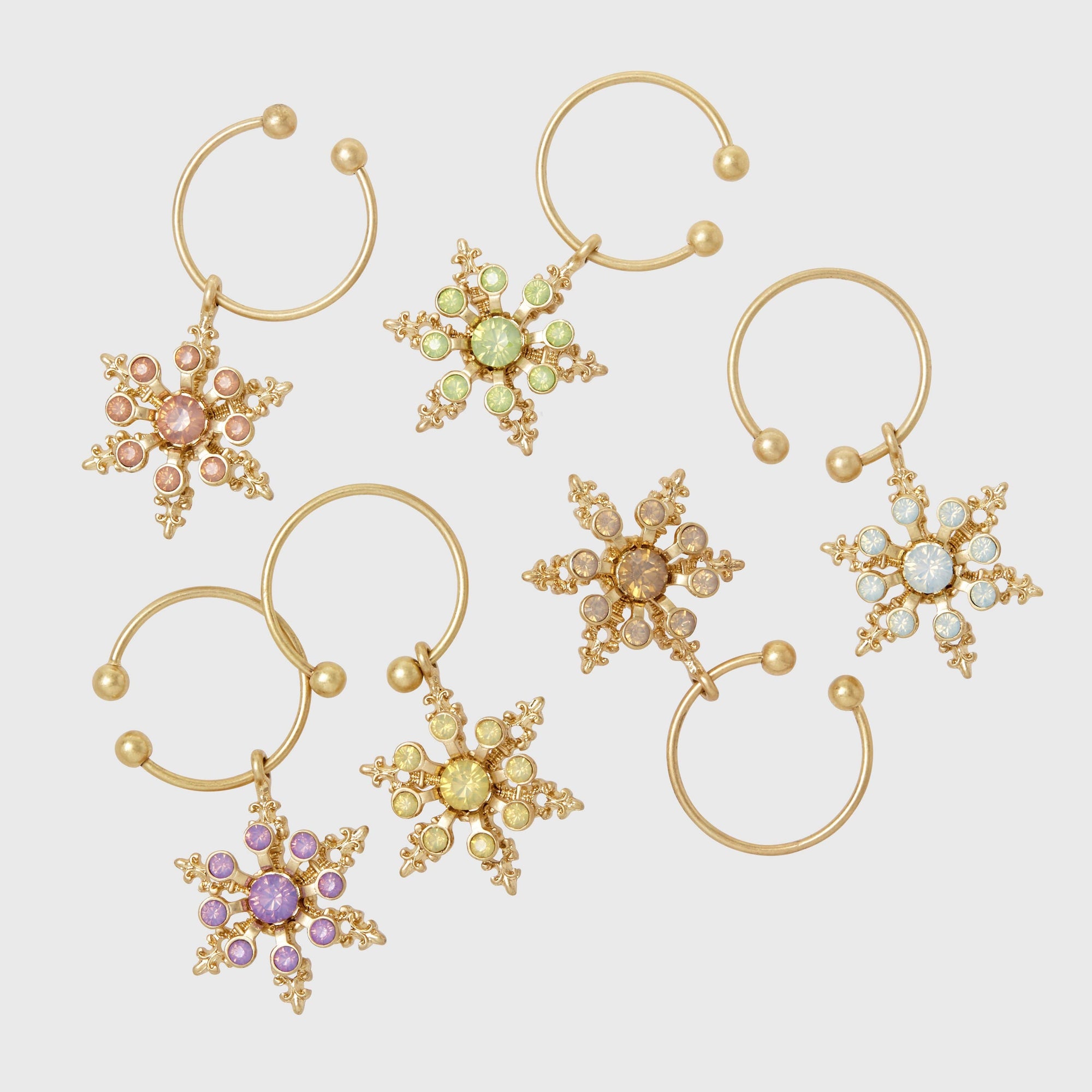 Joanna Buchanan - Snowflake wine charms pastel