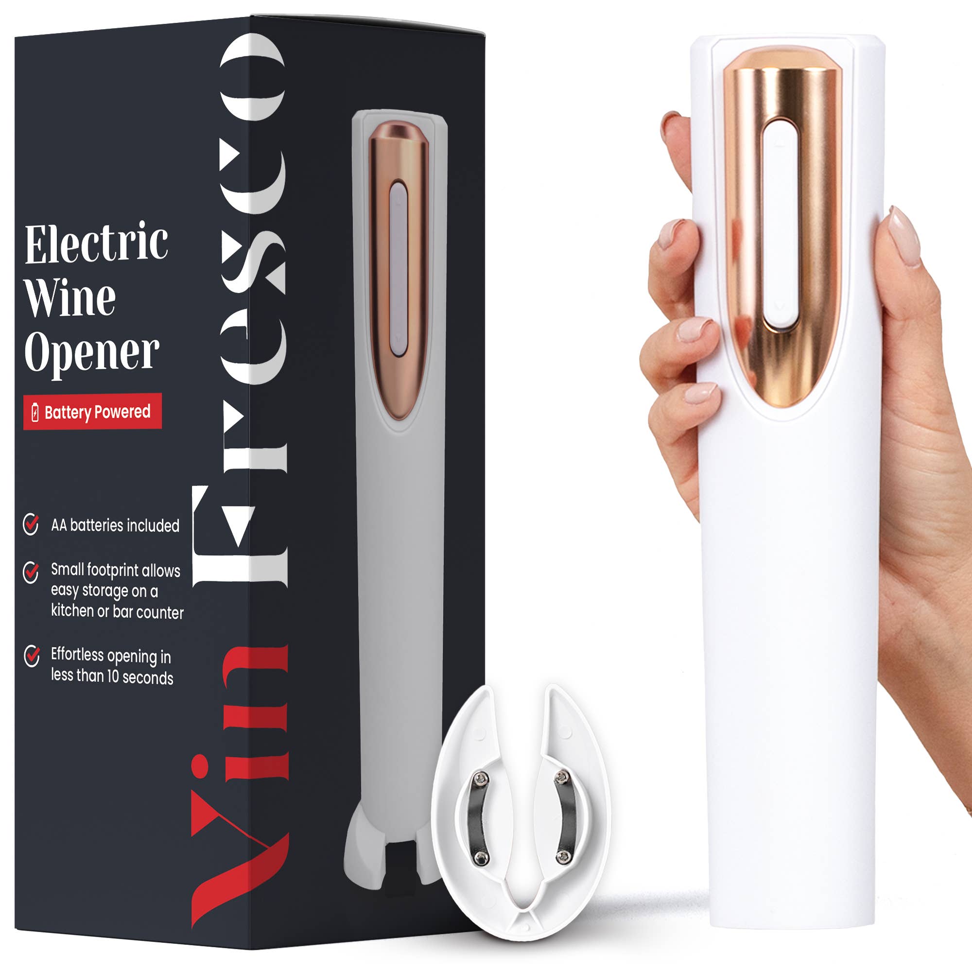 Vin Fresco - Vin Fresco Electric Wine Opener, Battery-Powered Corkscrew