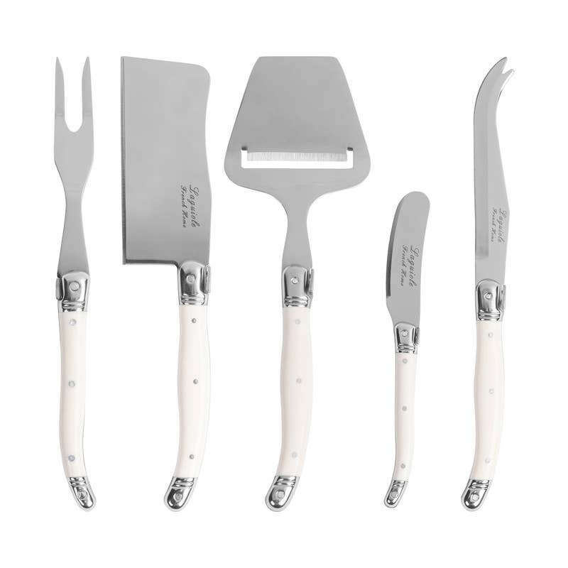 French Home - 5-Piece Laguiole Cheese Knife & Slicer Set Faux Ivory Handle