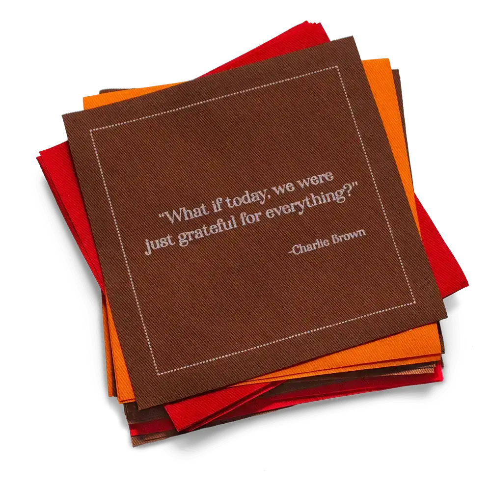 Five Star Napkins Inc. - Thanksgiving Quotes- Tri Color Cotton Cocktail Napkins x 50