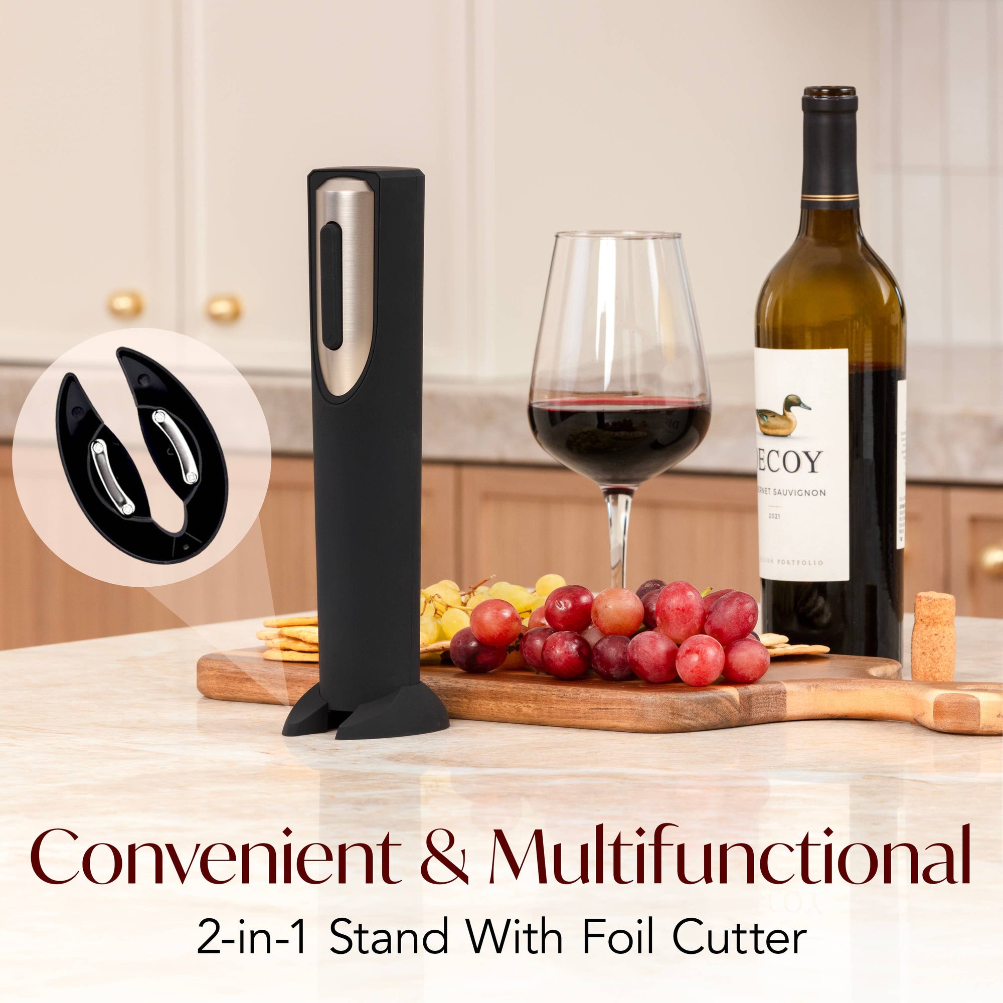 Vin Fresco - Vin Fresco Electric Wine Opener, Battery-Powered Corkscrew
