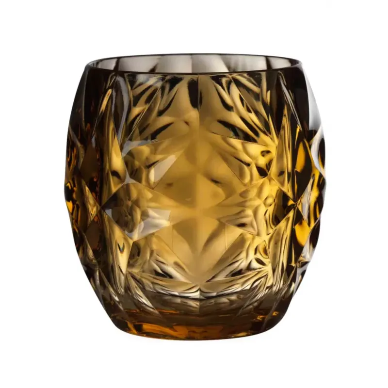 Mario Luca Giusti Venezia Tumbler Amber H 3.5in x Diam 3 Inch, 8.5oz