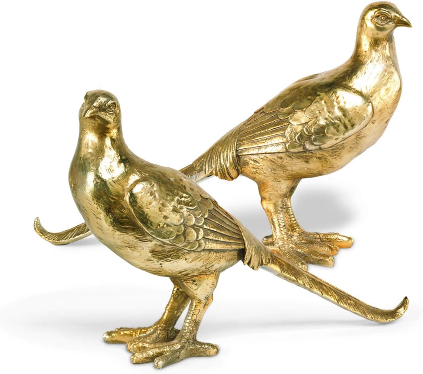 Gold Resin Pheasants S/2 8 Inch