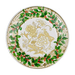 Caspari Holly Ceramic Ivory & Gold Salad & Dessert Plates - 8 Per Package