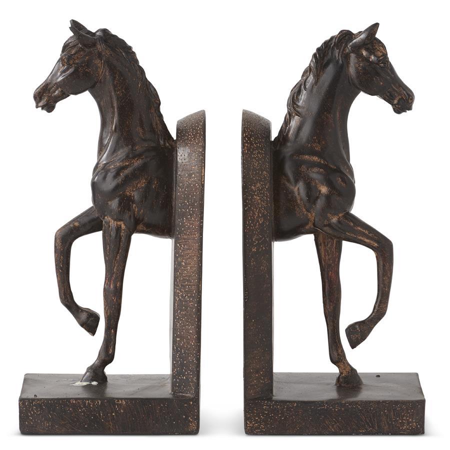 Resin Bronze Prancing Horse Bookends 10.75"