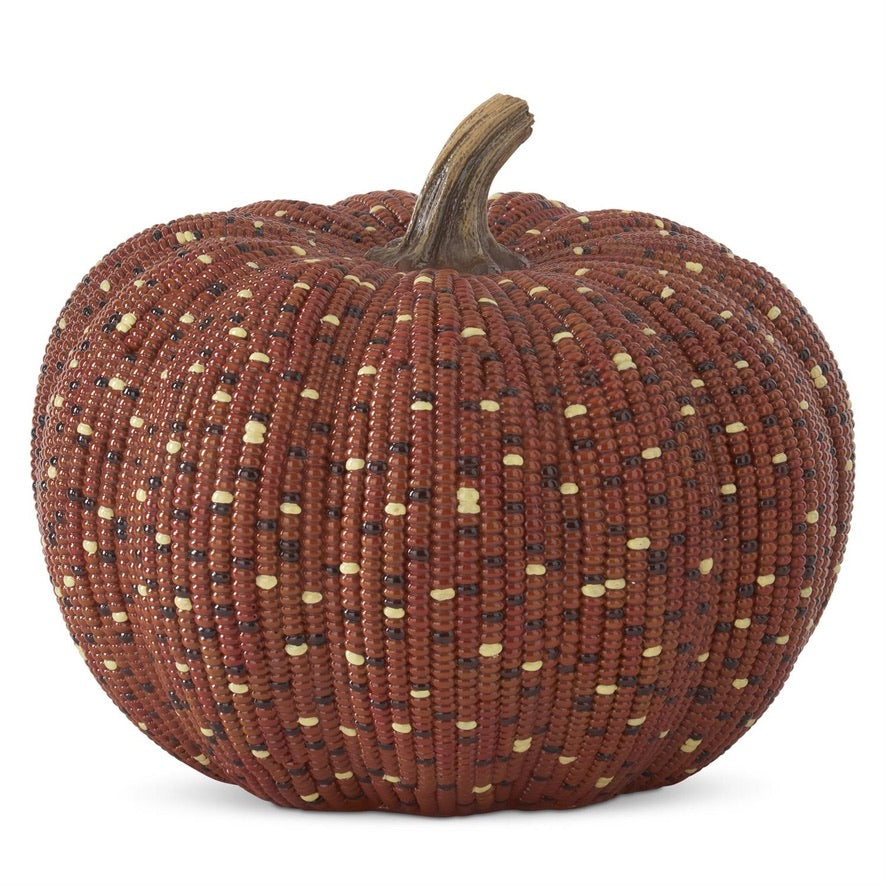Dark Orange and Resin Indian Corn Pumpkin, 2 sizes