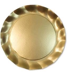 Satin Gold Wavy Paper Charger/8pk