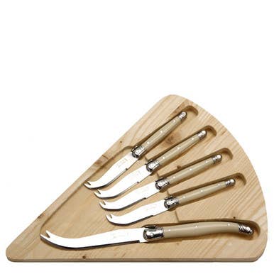 The French Farm - Jean Dubost Cheese Set with 5 Ivory Cheese Knives & Board