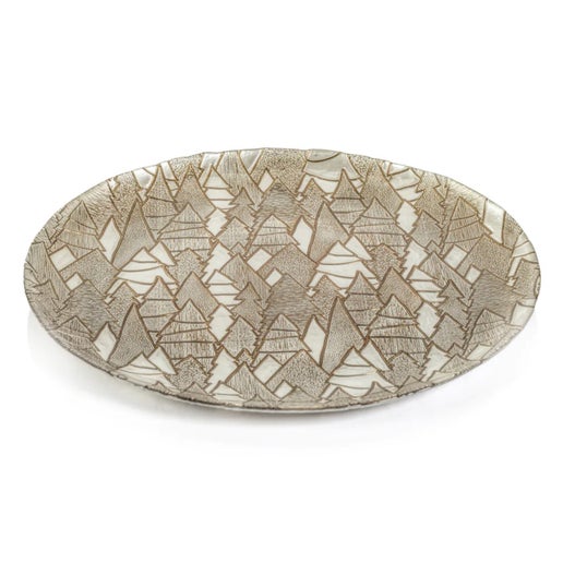 Alpine Tree Glass Platter Gold