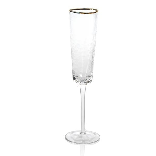 Aperitivo Triangular Champagne Flute w/ Gold Rim