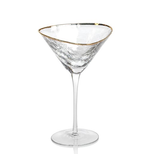 Aperitivo Triangular Martini Glass w/ Gold Rim