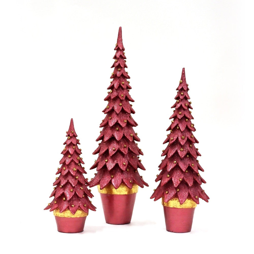 Tannenbaum Cone Tree (Magenta/Gold) 13"