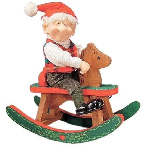 The Zim's The Elves Themselves Figurine, Malcolm on Rocking Horse Christmas Elf Tabletop Figure