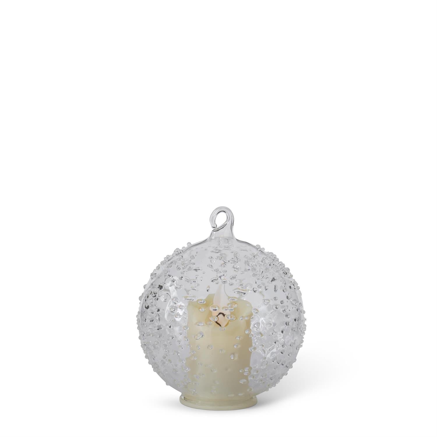 LED Texturedd Clear Glass Ornament with Timer