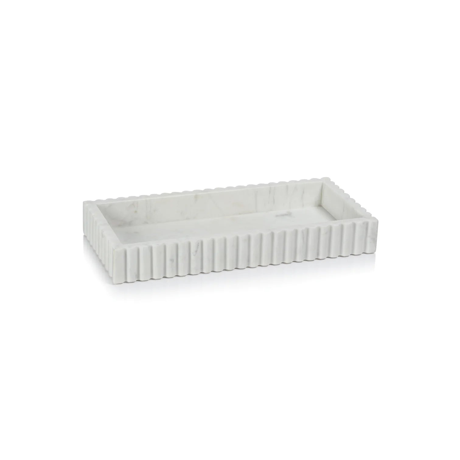 Camogli Scalloped Marble Tray - White - Medium