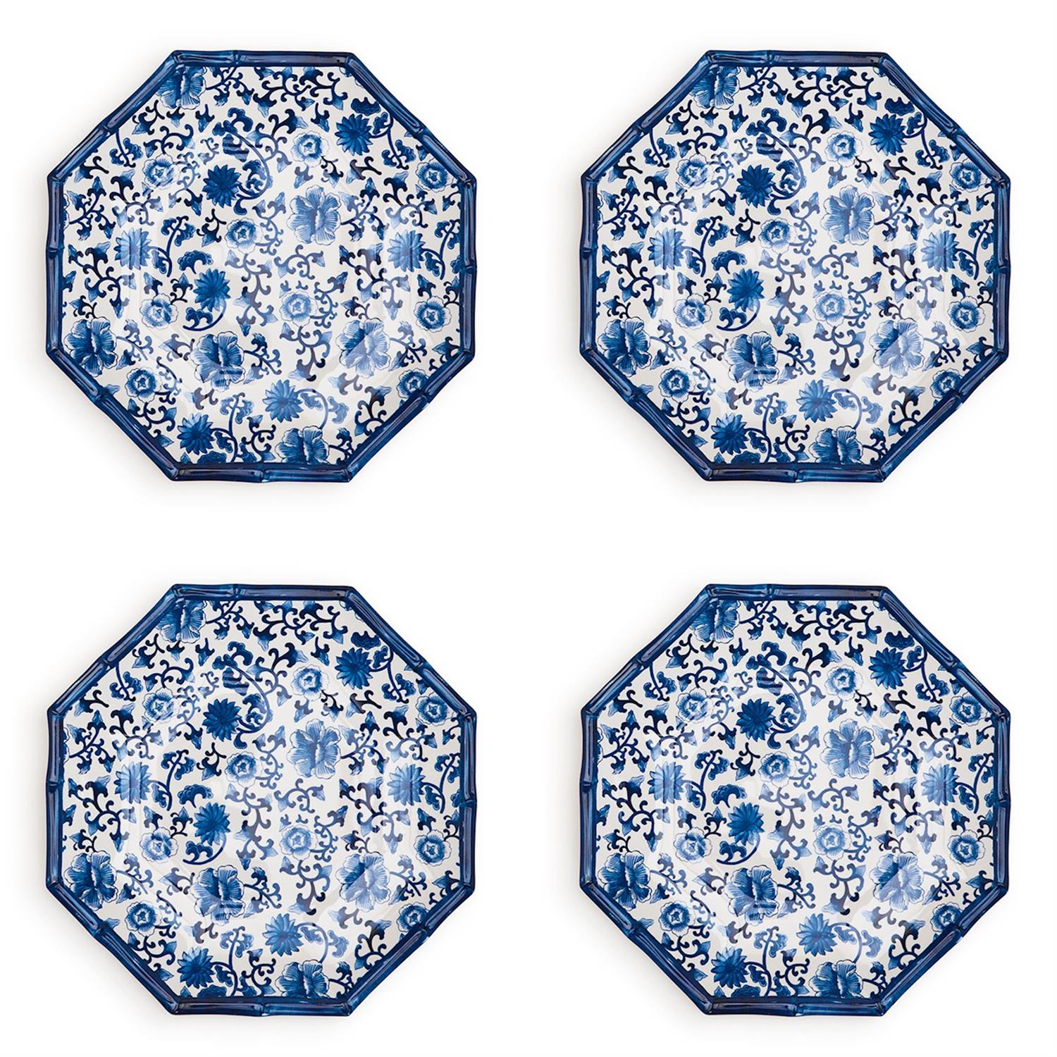 Chinoiserie Touch Octagonal Salad / Dessert Plate Set of 4