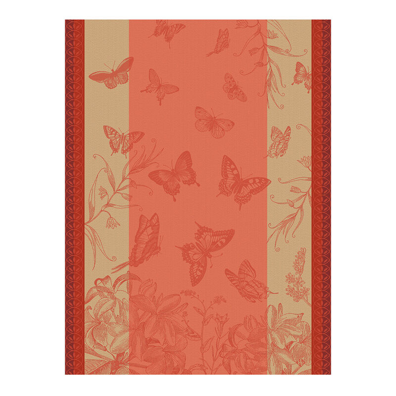 Le Jacquard Francais Jardins Des Papillons Pink Tea Towel