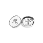 Silver Plated Baby Peek-A-Boo Cross Oval Keepsake Box