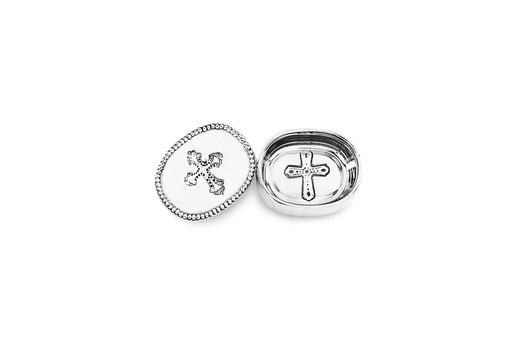 Silver Plated Baby Peek-A-Boo Cross Oval Keepsake Box