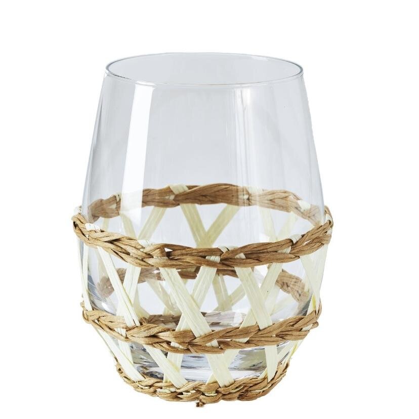 Amanda Lindroth Island Wrapped Stemless Wine Glass White