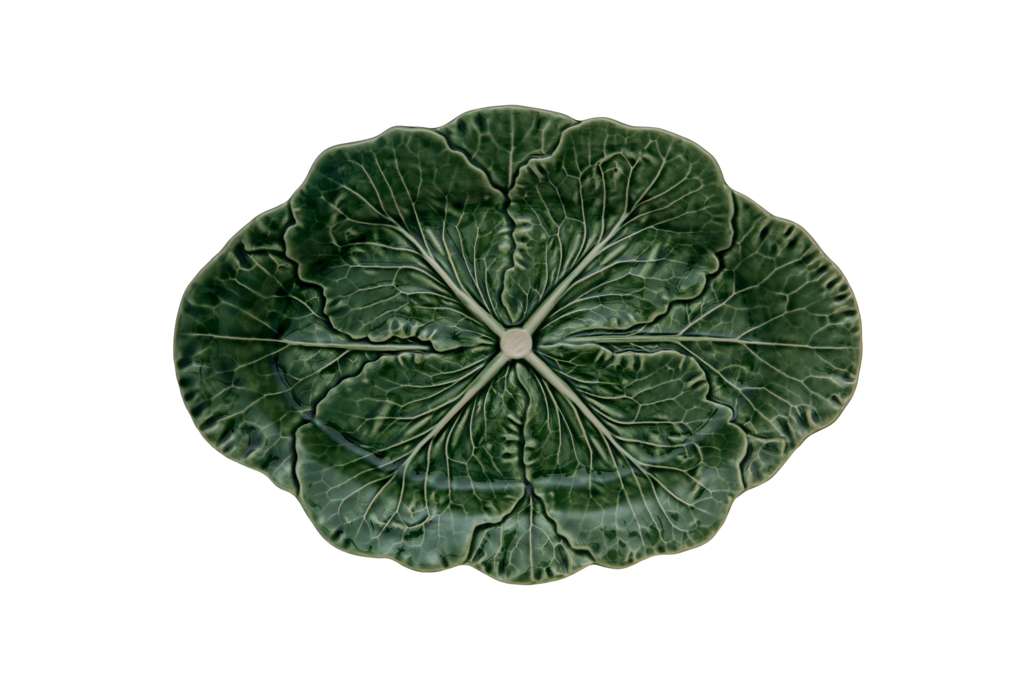 Bordallo Pinheiro Green Cabbage Leaf Small Oval Platter