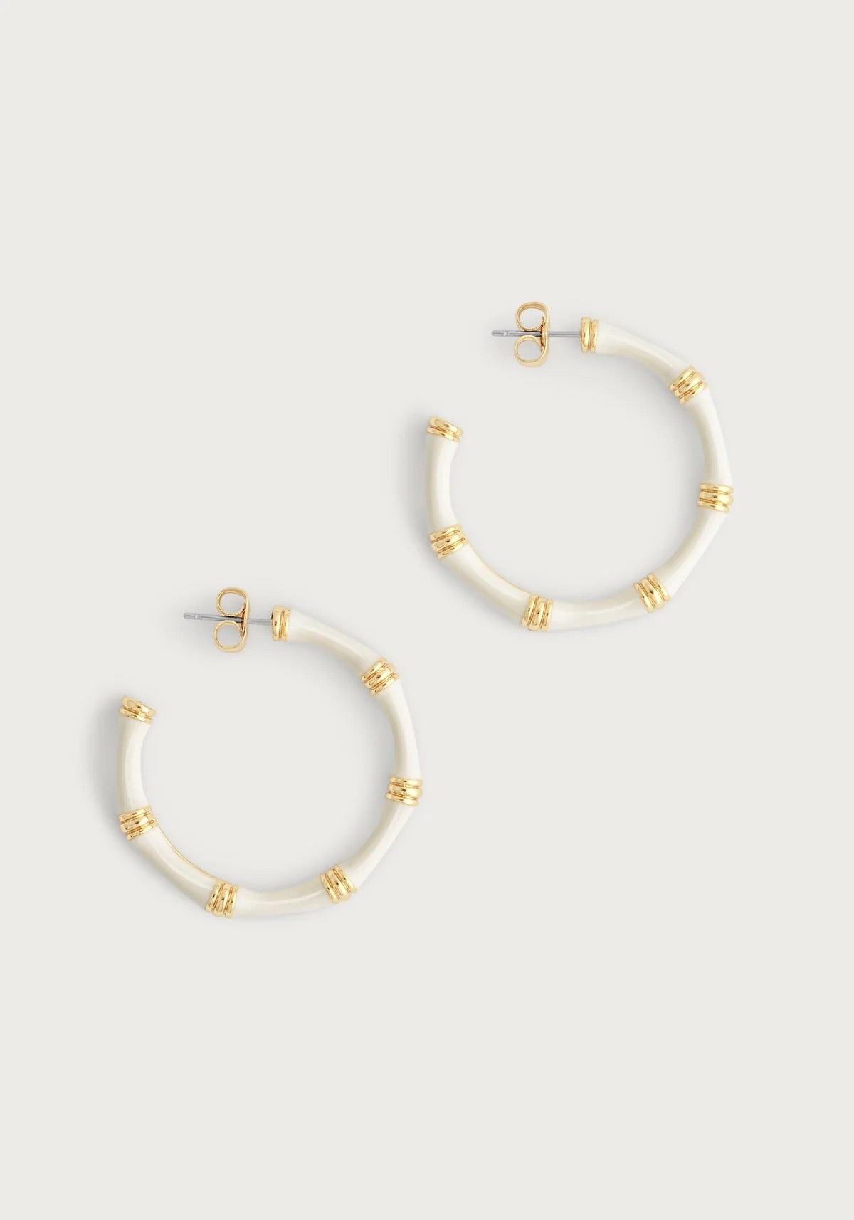 Anabel Aram Bamboo Enameled Hoop Earrings