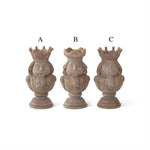 Gray Washed Brown Resin Nutcracker Tealight Candleholders