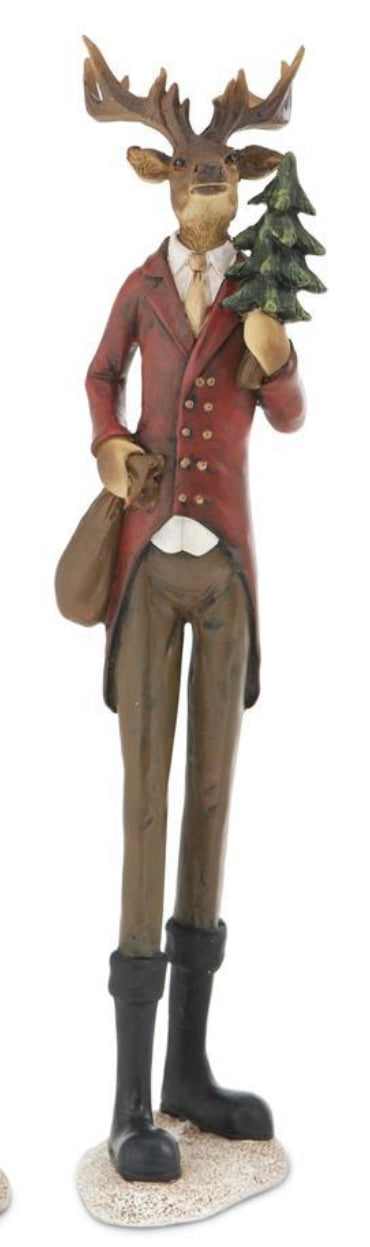 Reindeer in Suit with Tree - 12.5 Inch