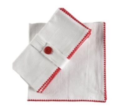 Red Embroidered Edge Napkin Set of 4