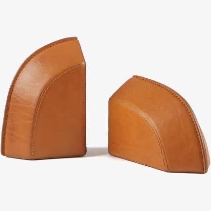 Moore & Giles Leather Bookends -  Modern Saddle