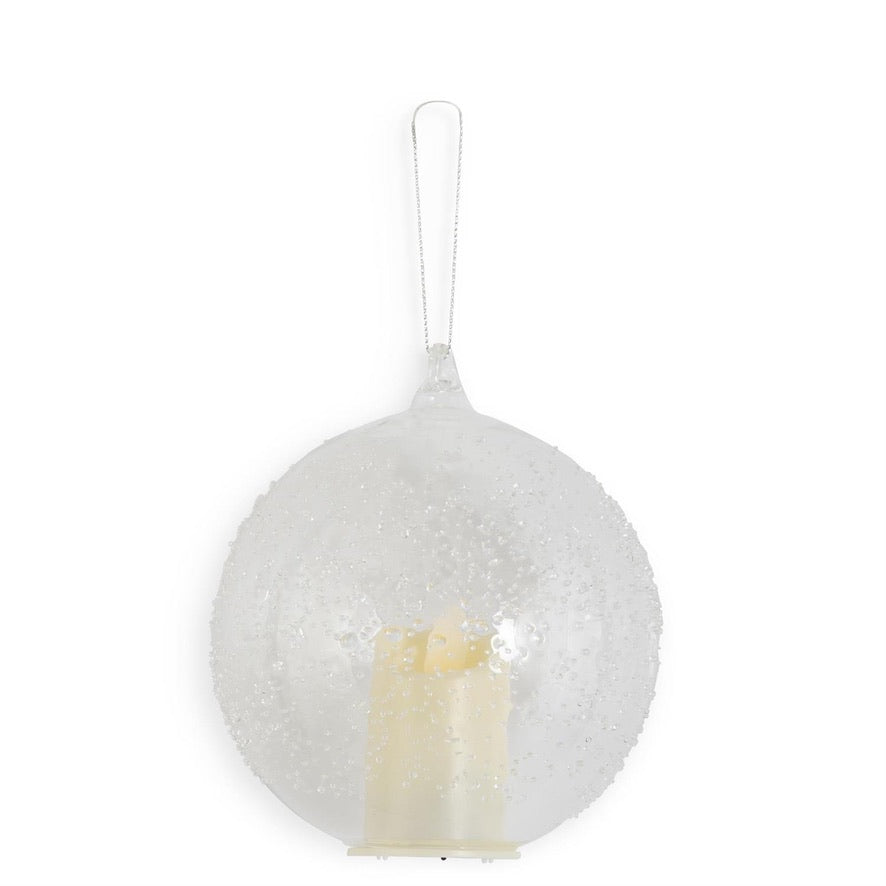 LED Texturedd Clear Glass Ornament with Timer