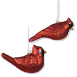 Red Glass Cardinal Ornament with Red Glitter, 2 Styles