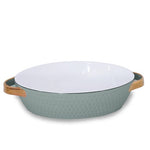 Ceramic Small Oval Baker With Gold Handles (Sage)