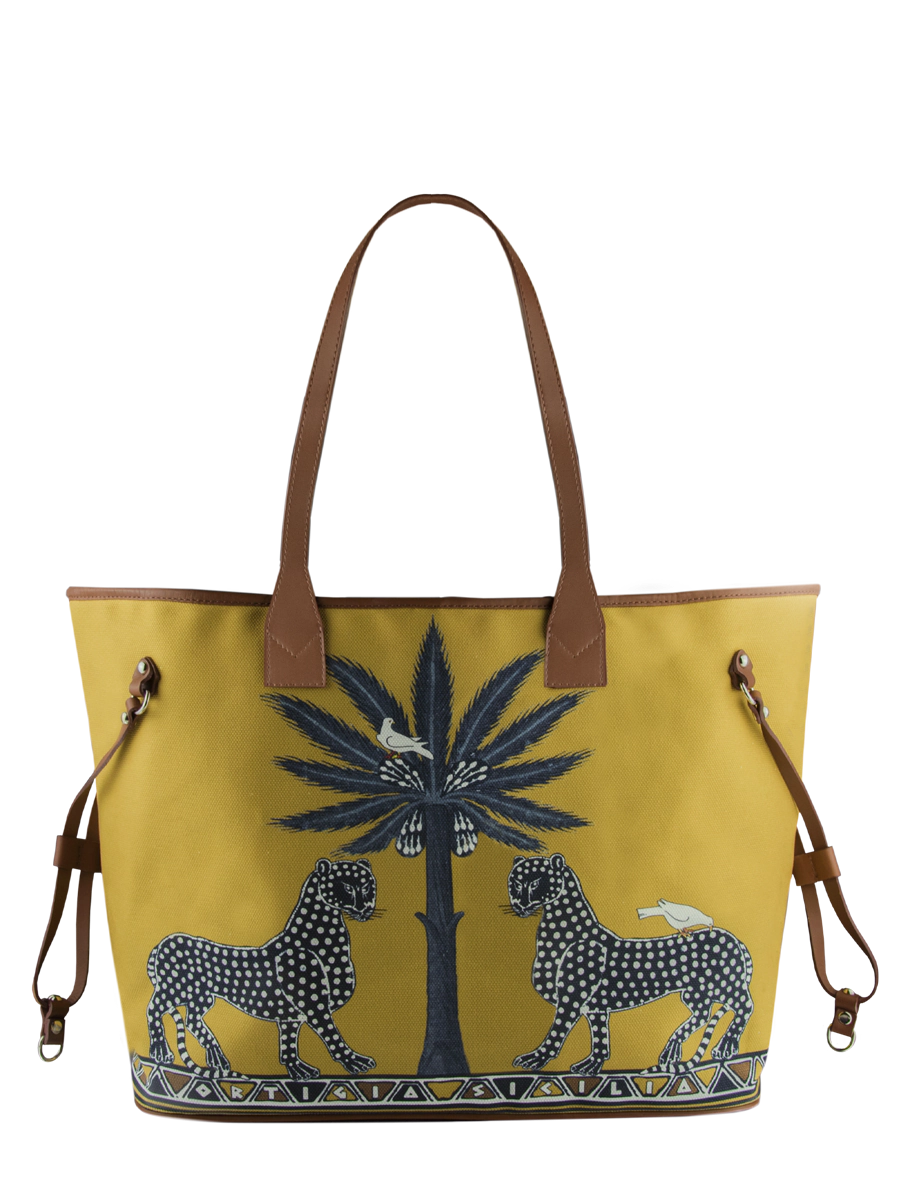 Ortigia Canvas Tote Gattopardo Sahara