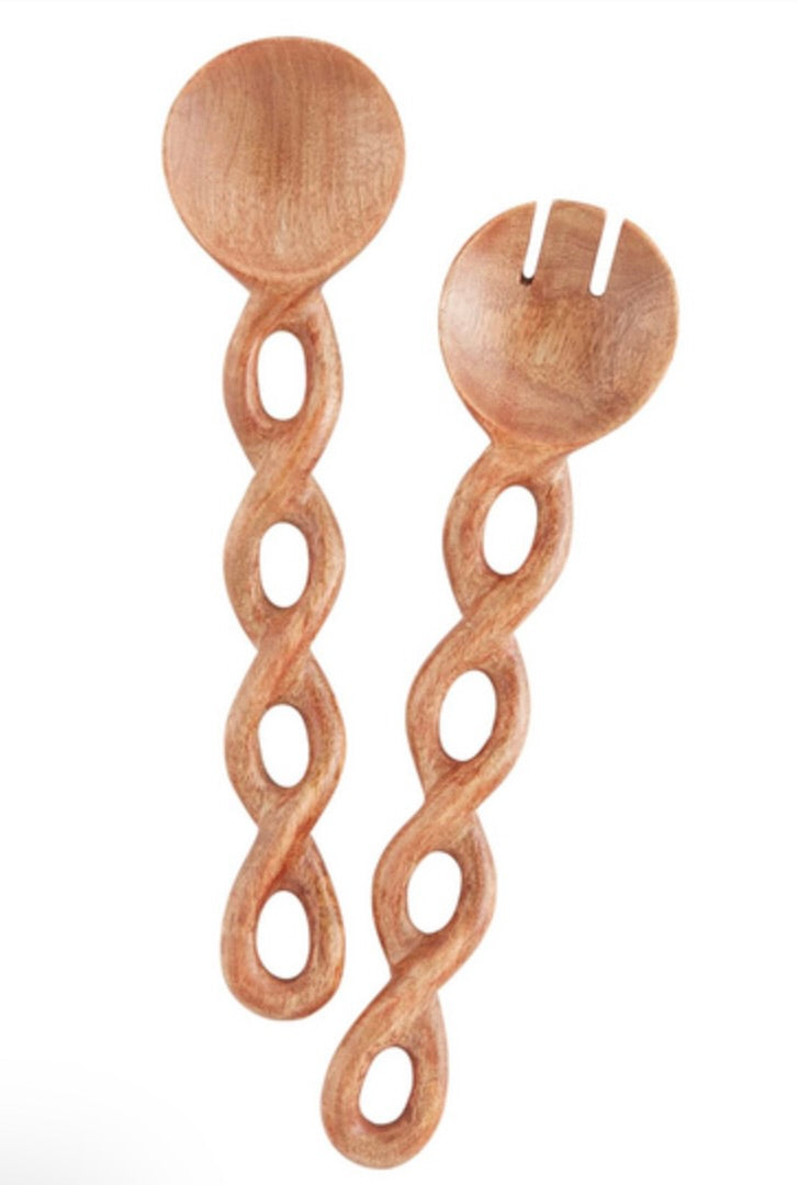 Twisted Wood Serving Set