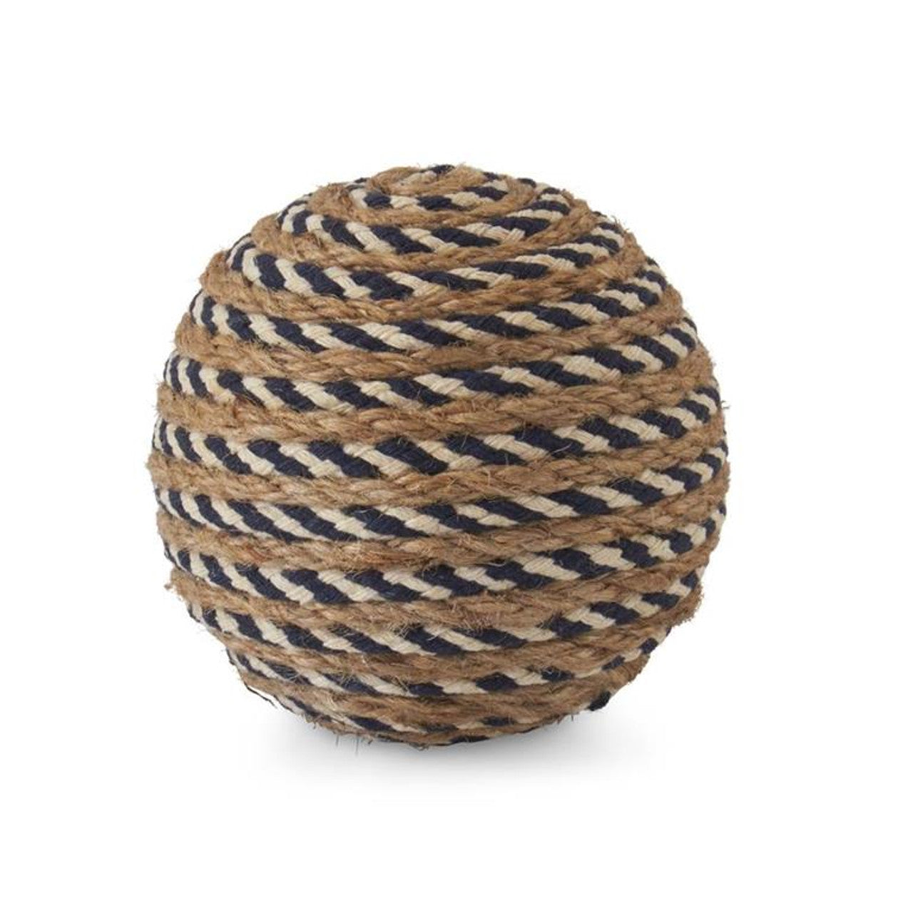 Navy & Cream Seagrass Ball, 3.75 Inch