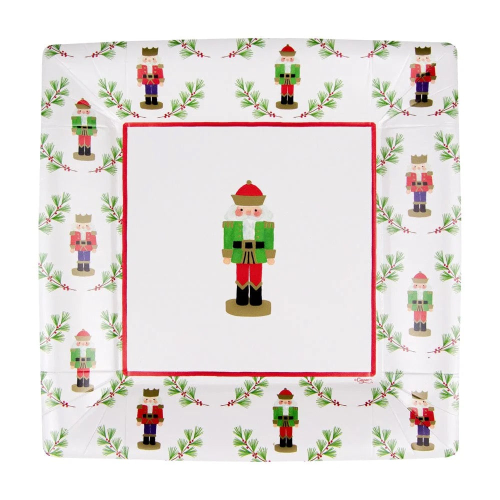 Caspari Little Nutcracker Square Salad & Dessert Plates - 8 Per Package