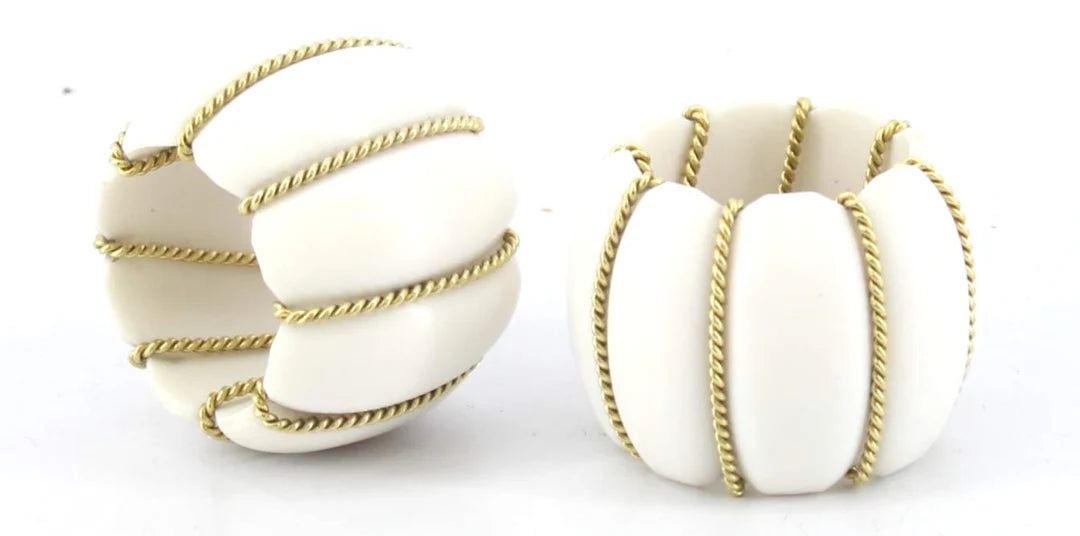 Napkin Ring, Pumpkin, White, Set 4