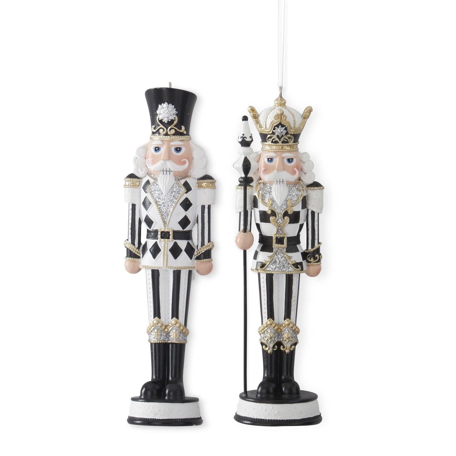 Black & White Harlequin Check Nutcracker Ornament 6.26" Ornament, 2 Styles