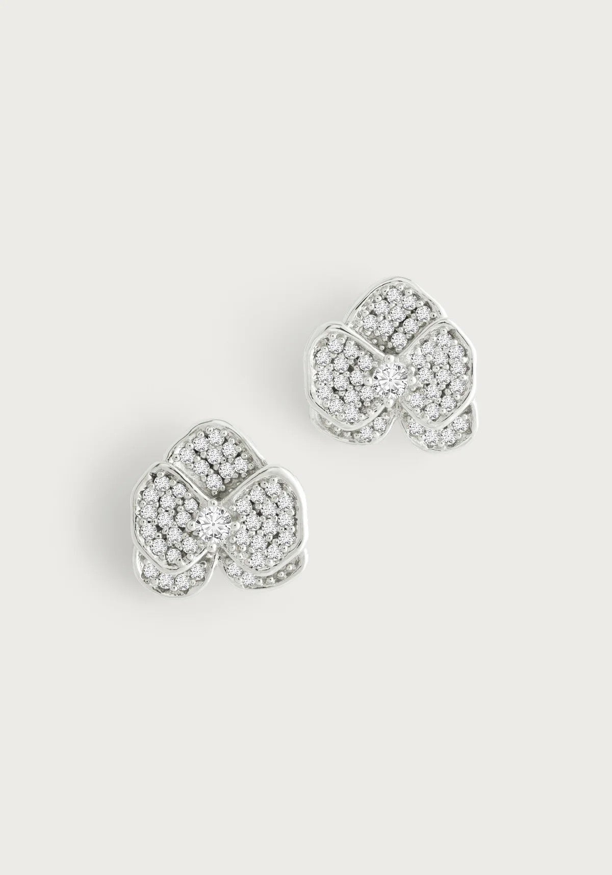 Anabel Aram Orchid White Pave Studs, Silver