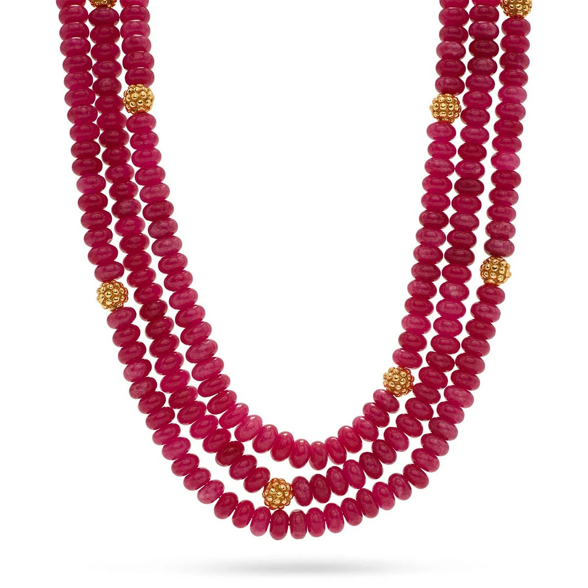 Capucine De Wulf Berry & Bead Triple Strand Necklace, 18"+2'' - Peony Jade