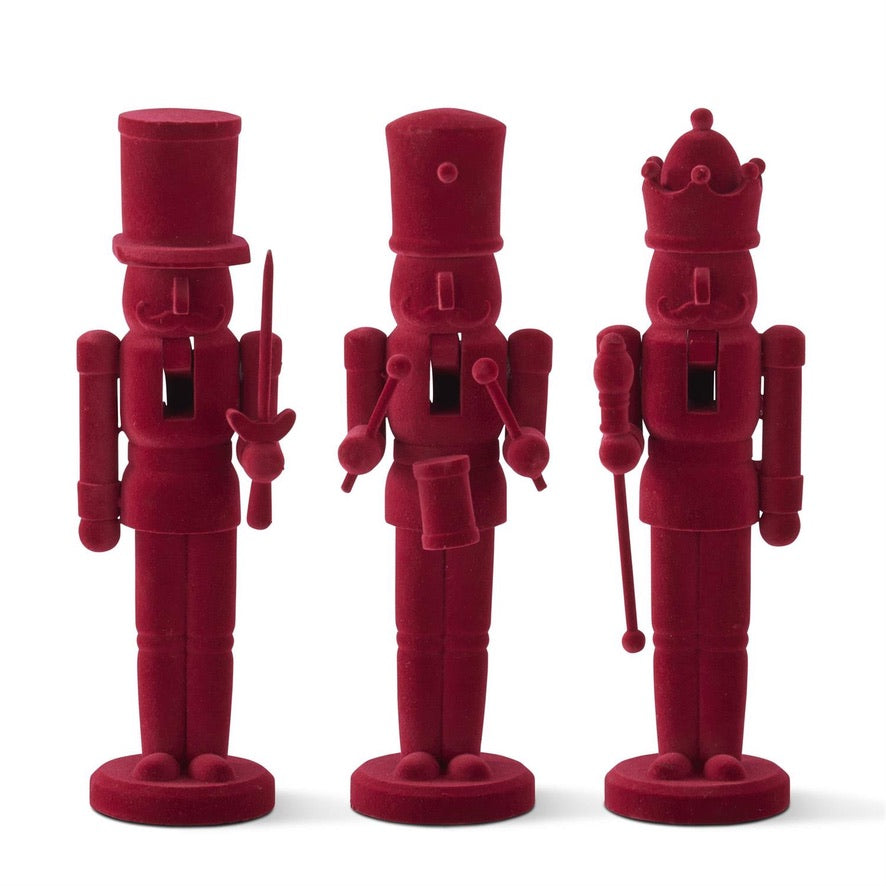 Wood Burgundy Velvet Nutcrackers