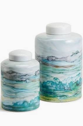 Aqua Tea Jars With Lid Set of 2