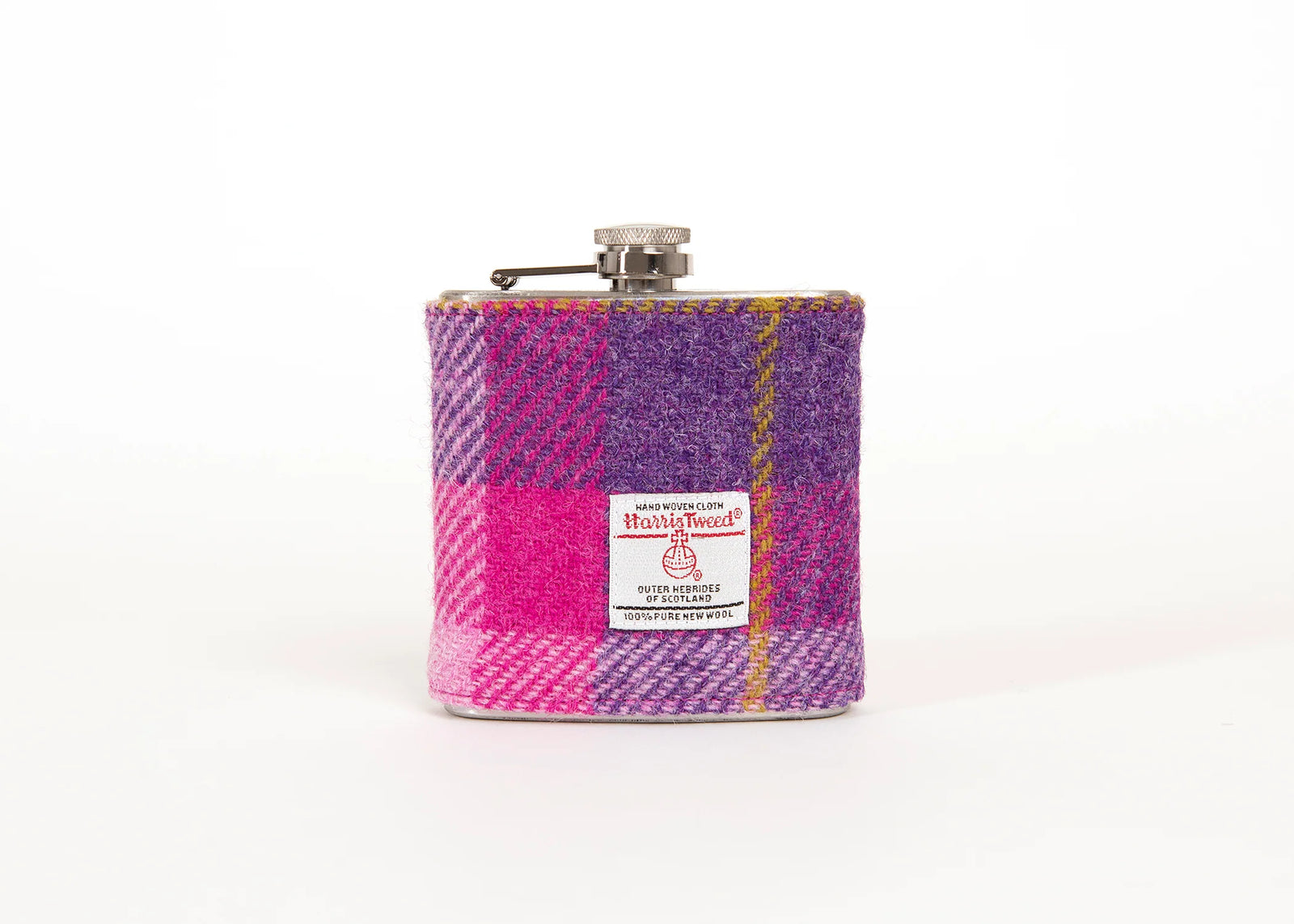 Created By The Ridleys - 6oz Harris Tweed Hip Flask - Baby Blue - HT04