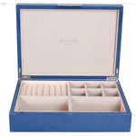Addison Ross Blue Shagreen Jewelry Box: Silver Trim