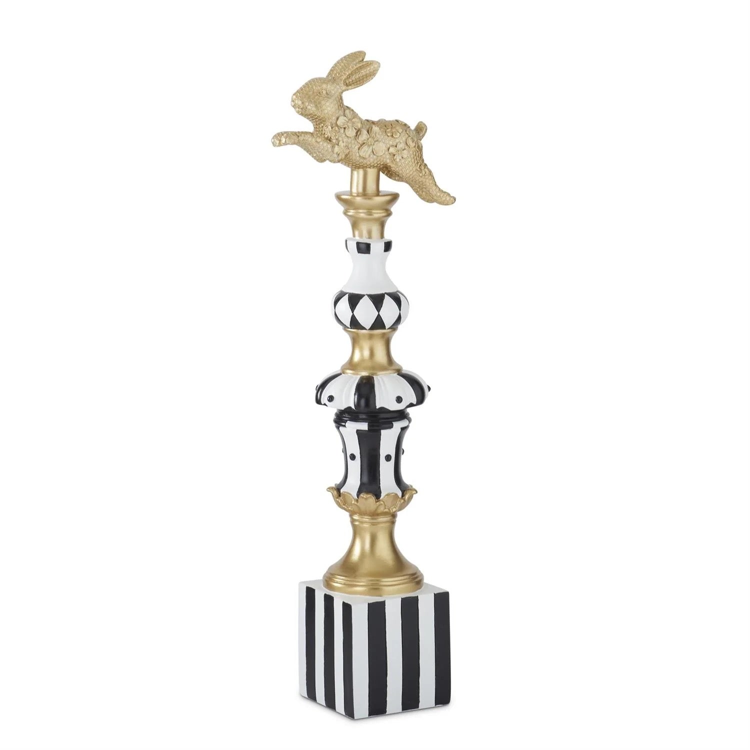 Prancing Easter Bunny on Finial Gold/White/Black