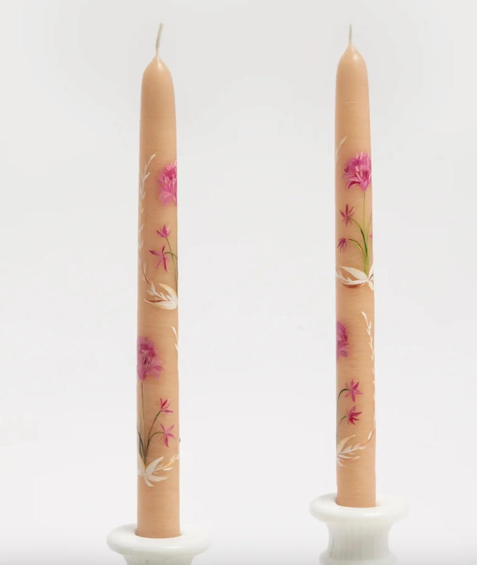 Hand-Painted Tapers - In Bloom, Set of Two