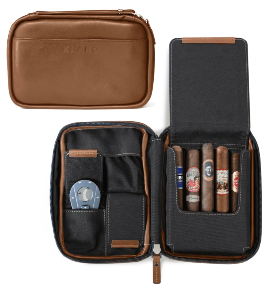 Flint Travel Leather Cigar Case - Holds 5 Cigars